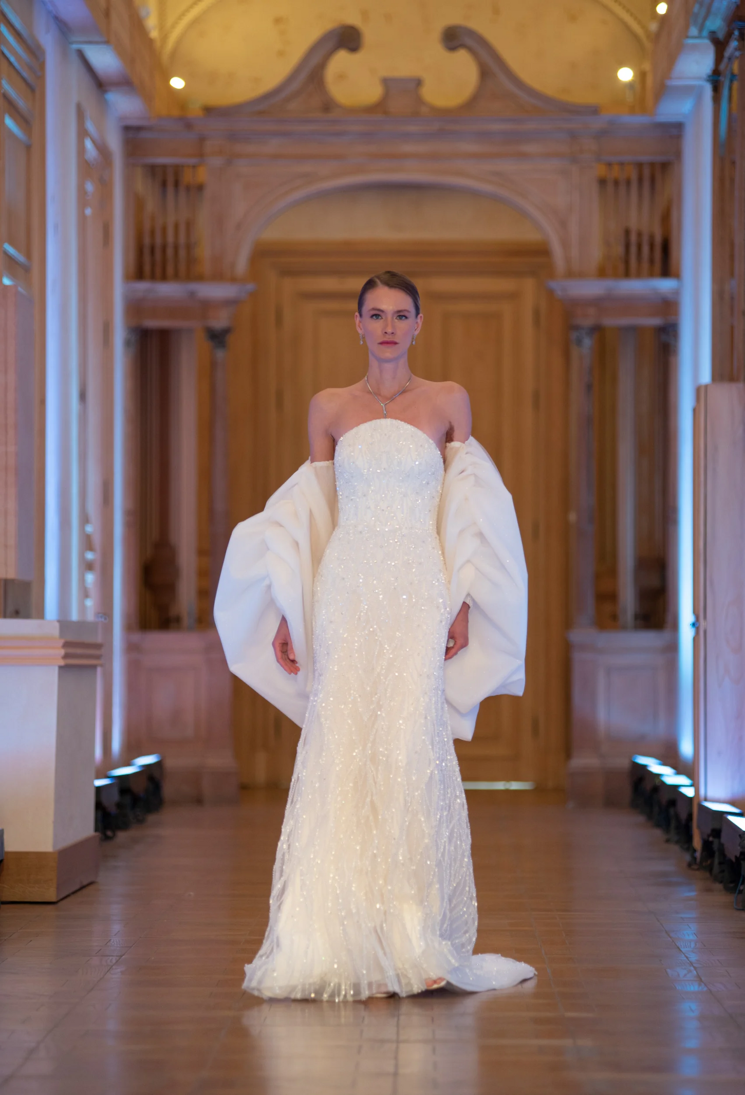 Radiant White Pearl Mermaid Bridal Gown