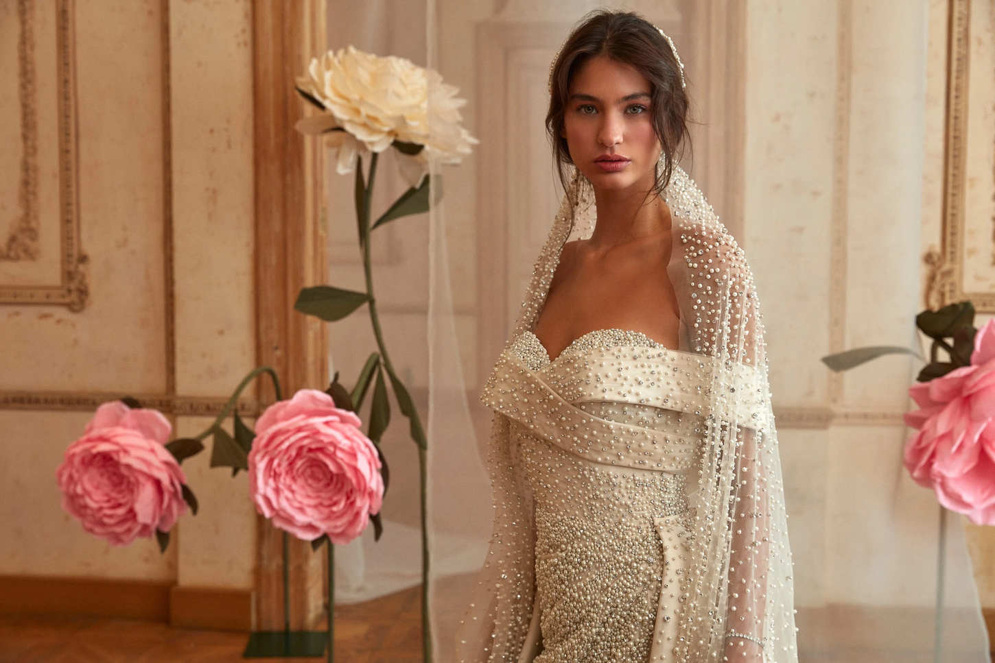 Cream Delight Pearl Mermaid Gown