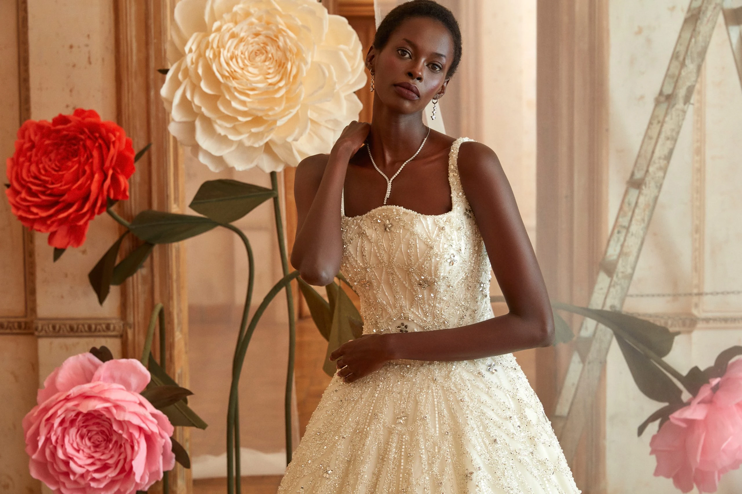 Luxury in Details: Off-White Wedding Dress with Crystals