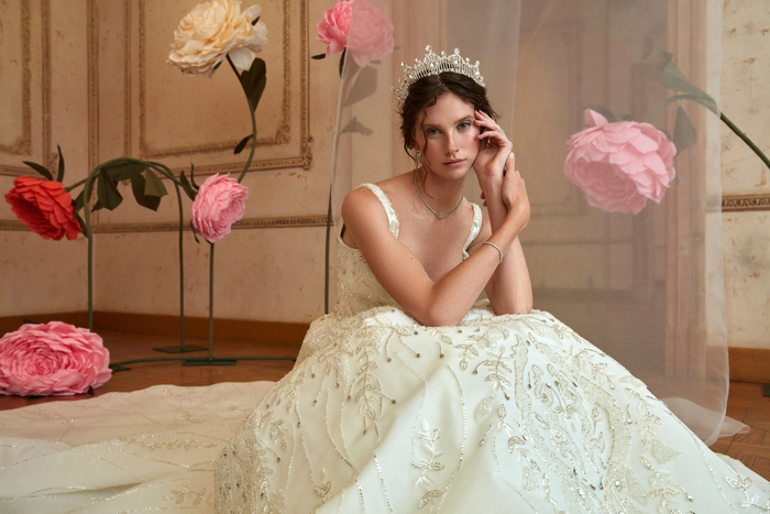 Dreamy Ivory V-Neck Ball Gown