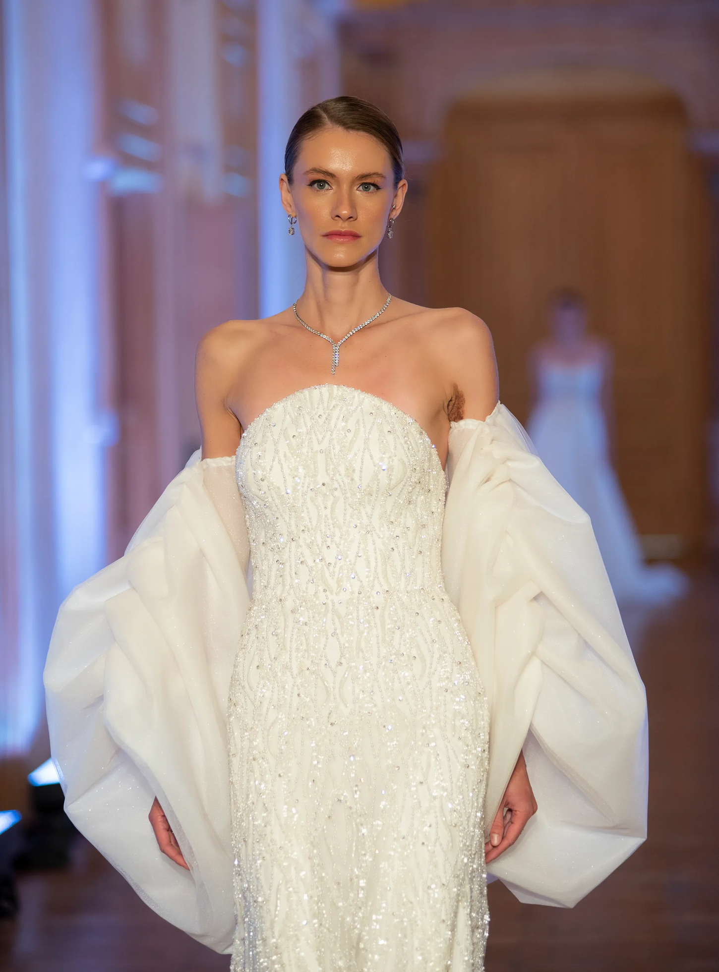 Radiant White Pearl Mermaid Bridal Gown