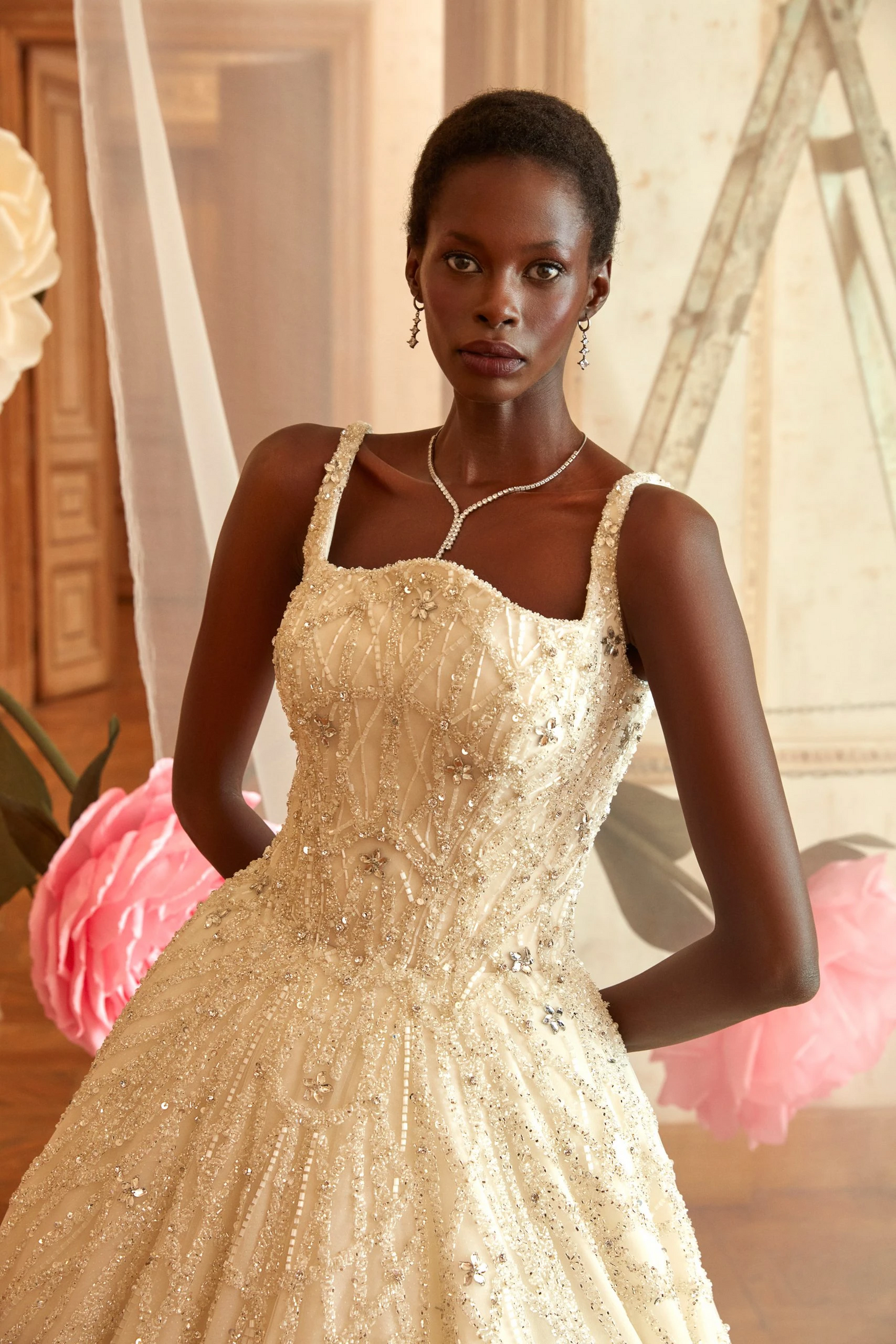 Luxury in Details: Off-White Wedding Dress with Crystals