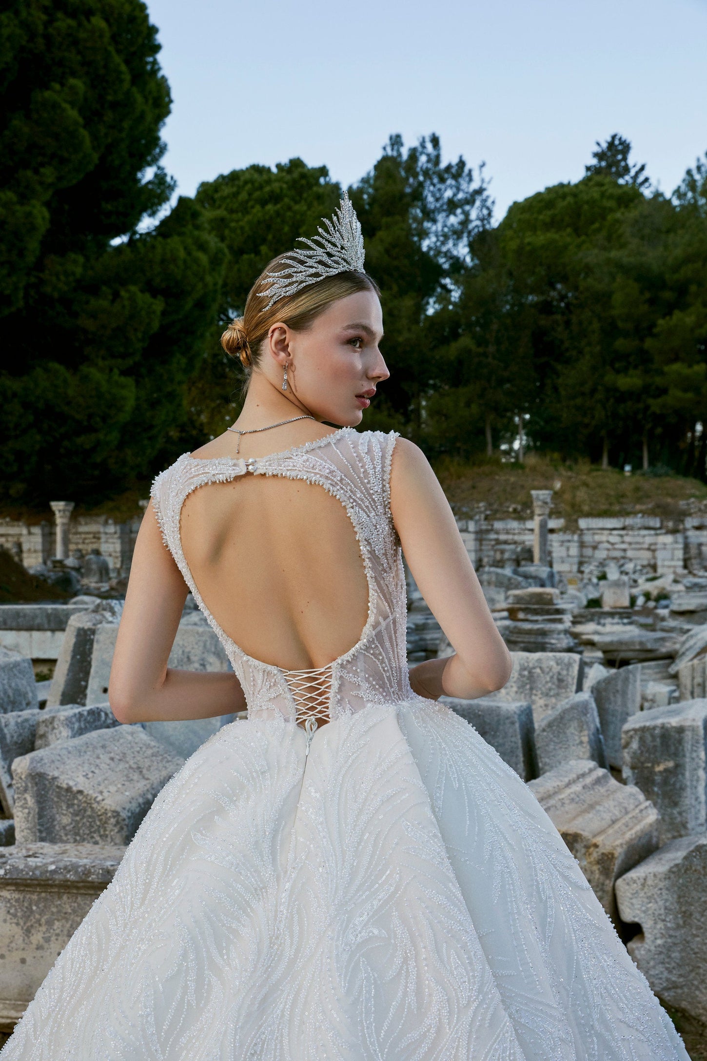 Regal Reverie: Open Back Bridal Gown