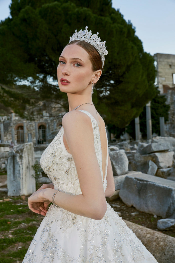 Floral Fantasy: Hand-Embroidered Ball Gown