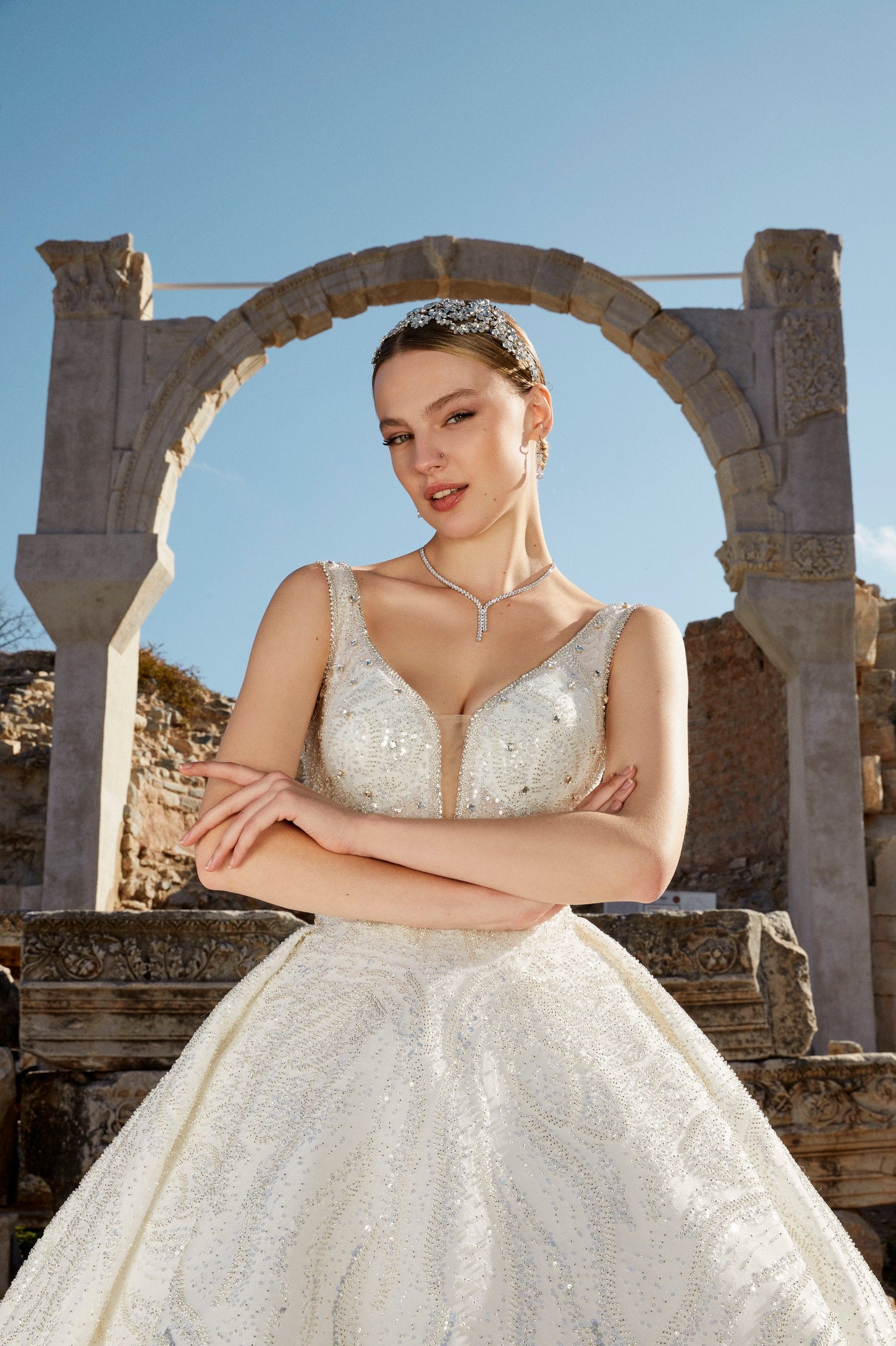 Satin and Lace Beauty: Ball Gown Wedding Dress