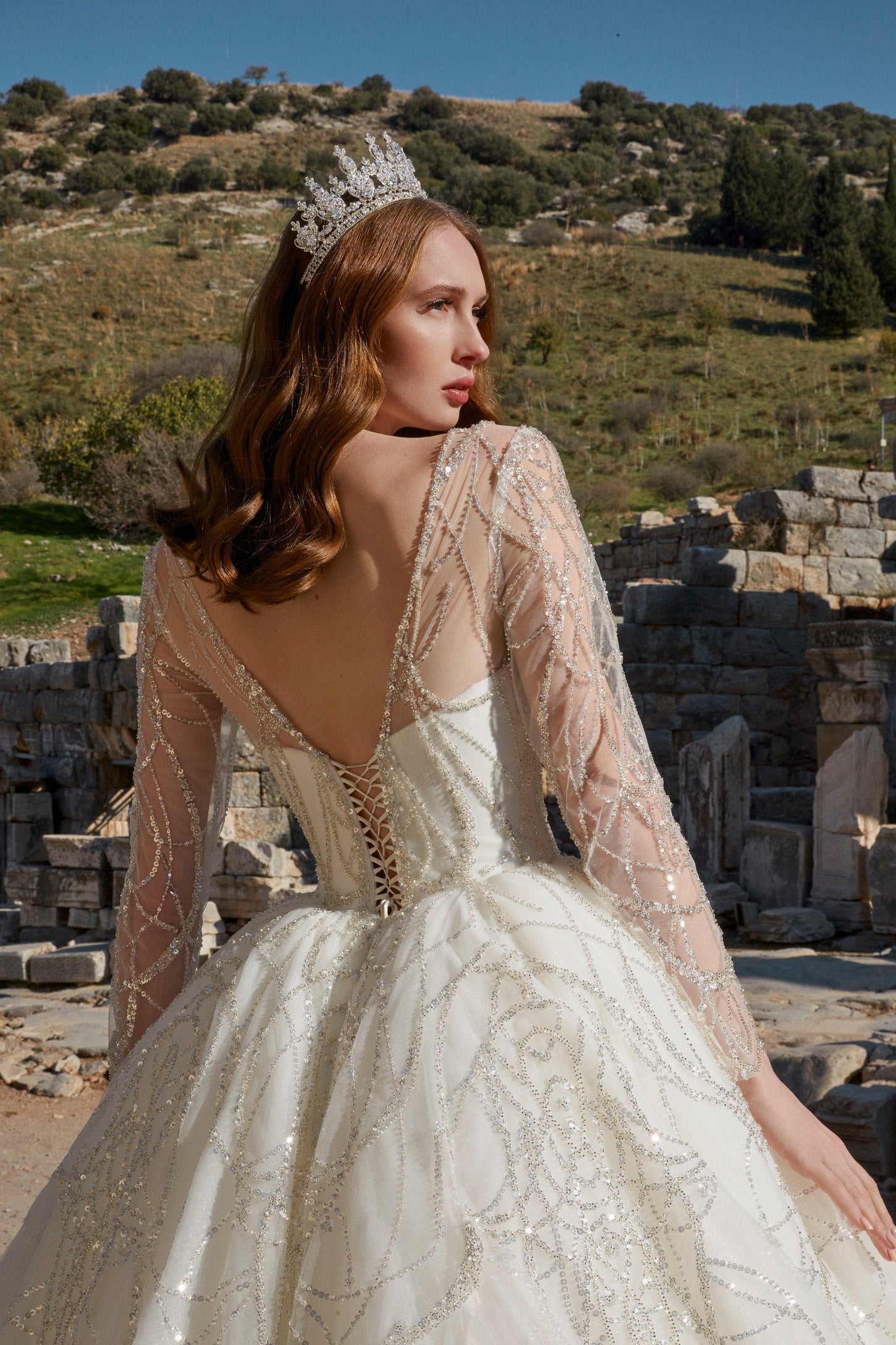 Geometric Grandeur: Tulle and Lace Ball Gown