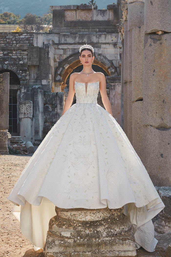 Floral Harmony: Delicate Embroidered Bridal Gown
