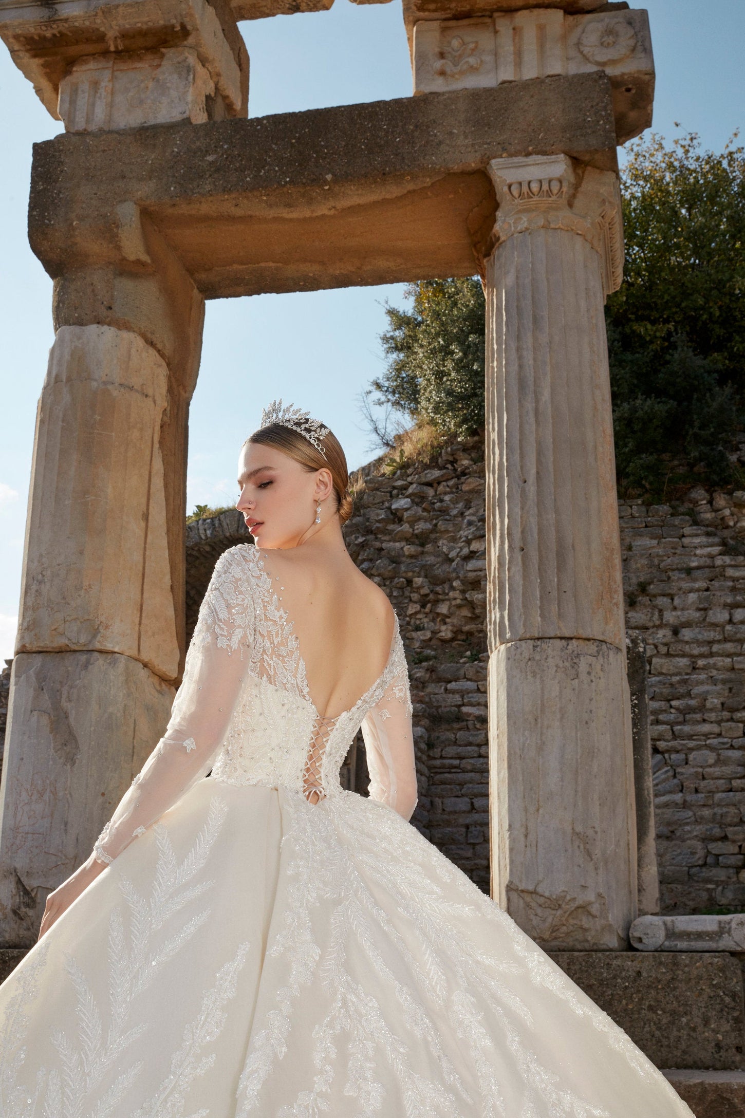Botanical Elegance: Illusion Neckline Bridal Dress