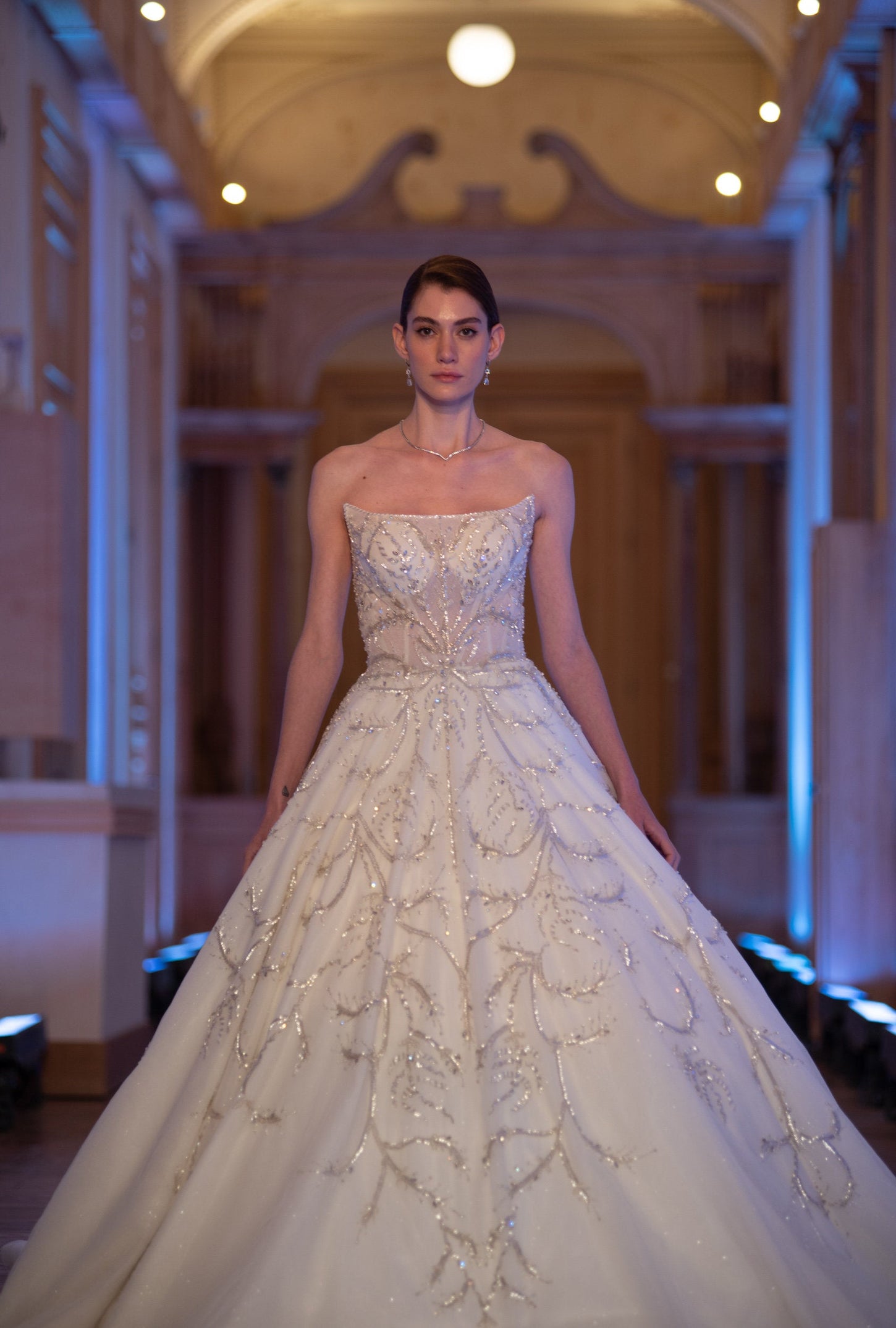 Crystal Opulence Ivory Ball Gown