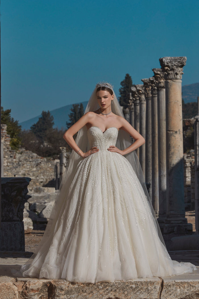 Exquisite Embroideried Ivory Princess Wedding Dress