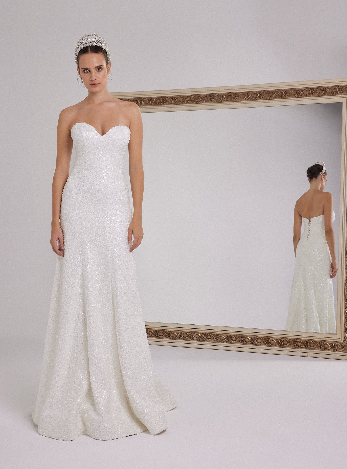Romantic Heart Neckline, Sparkling Lace Designed Mermaid Wedding Dress