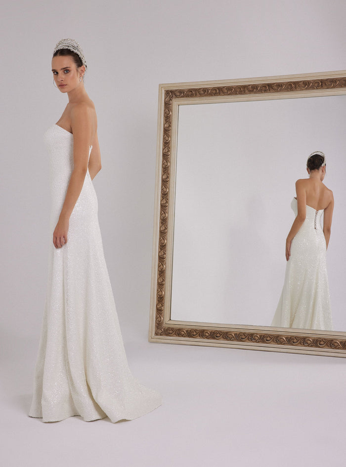 Romantic Heart Neckline, Sparkling Lace Designed Mermaid Wedding Dress