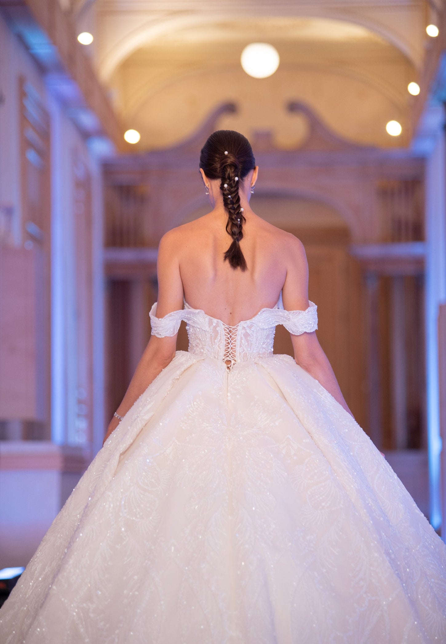 Creamy Elegance Off-Shoulder Princess Gown