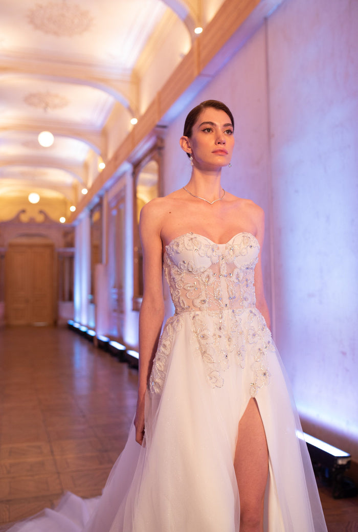 Ivory Elegance Crystal A-Line Gown