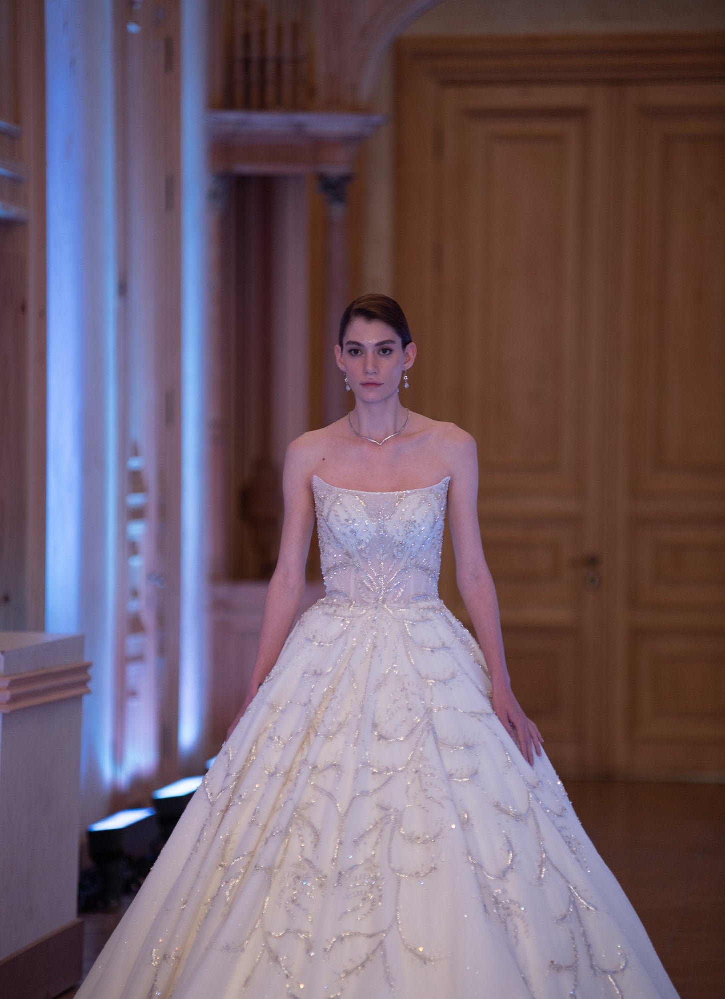 Crystal Opulence Ivory Ball Gown
