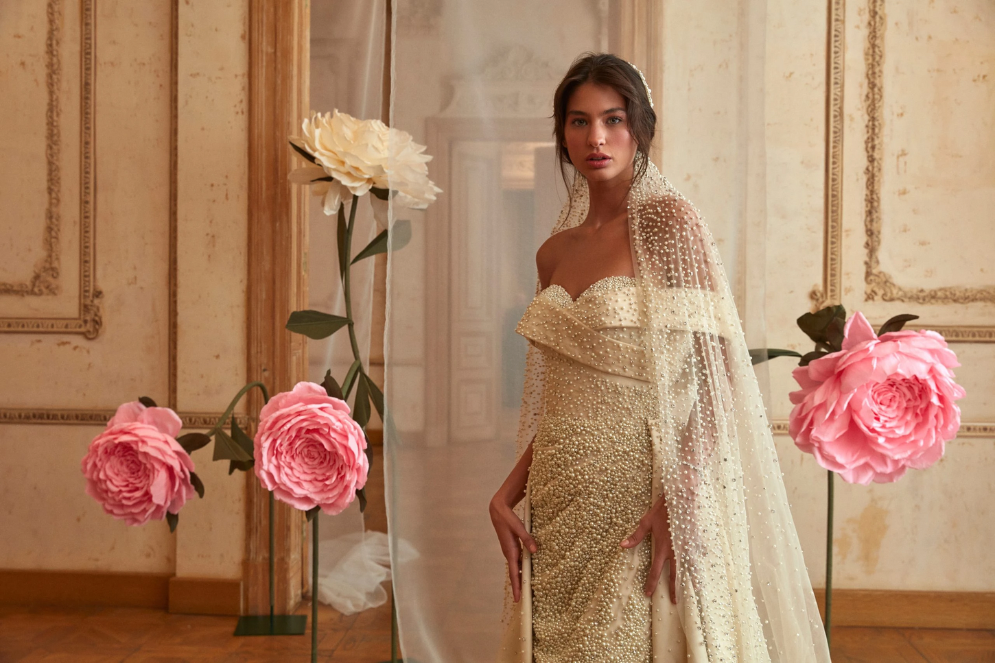 Cream Delight Pearl Mermaid Gown