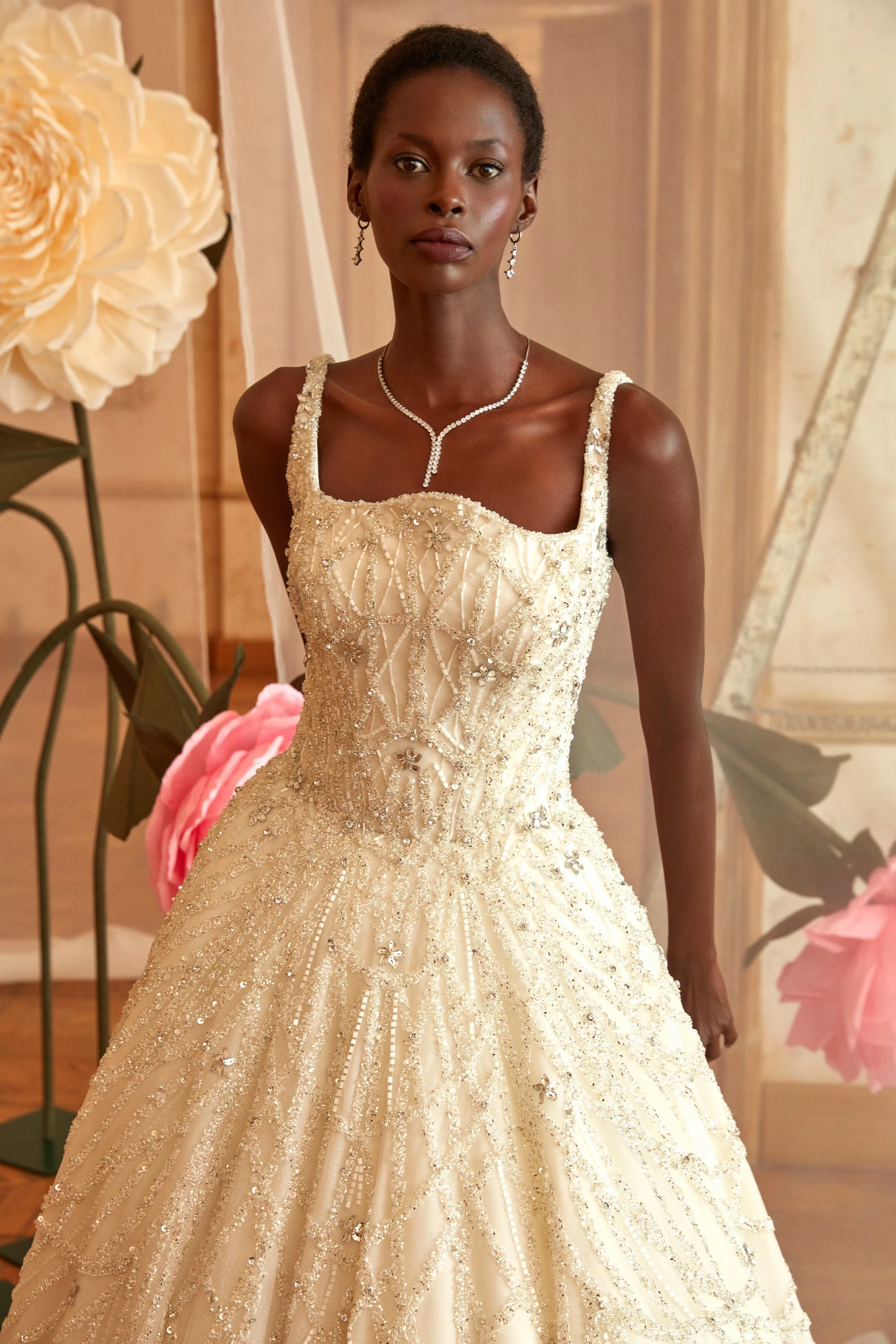 Luxury in Details: Off-White Wedding Dress with Crystals