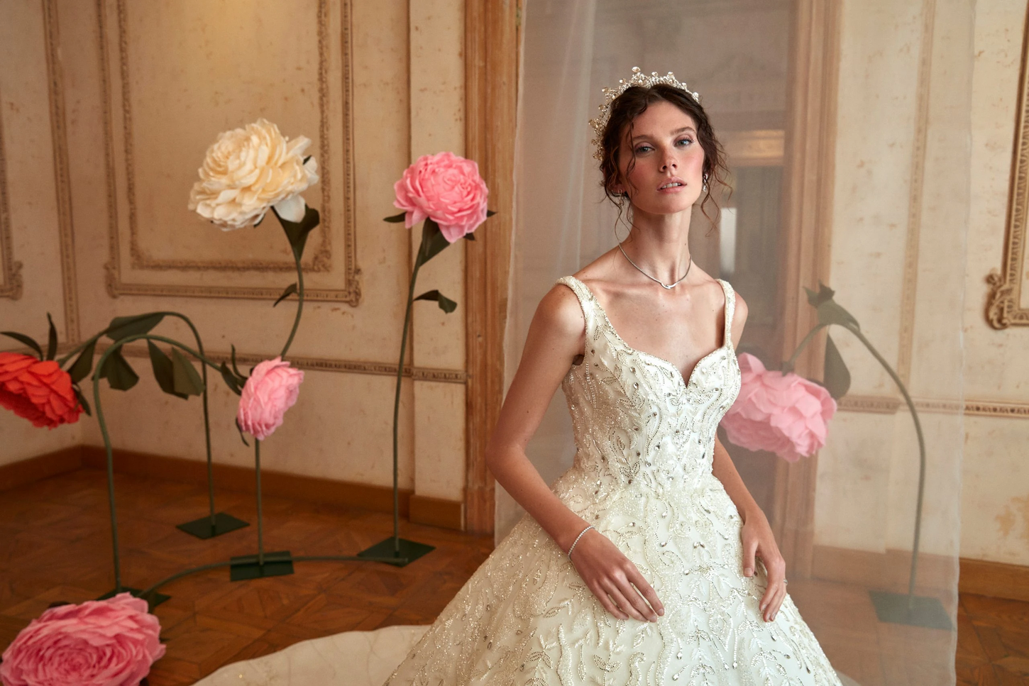 Dreamy Ivory V-Neck Ball Gown