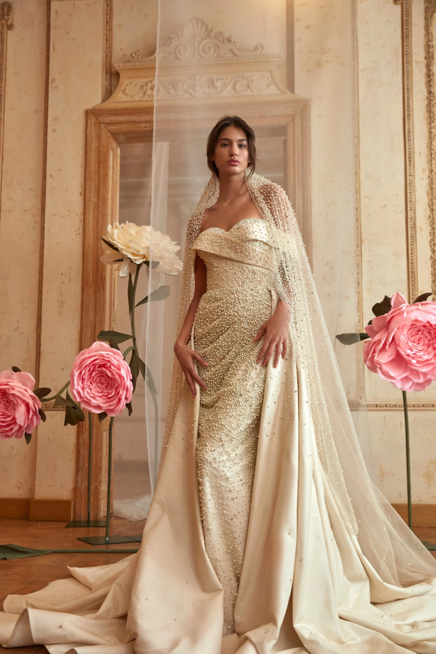 Cream Delight Pearl Mermaid Gown