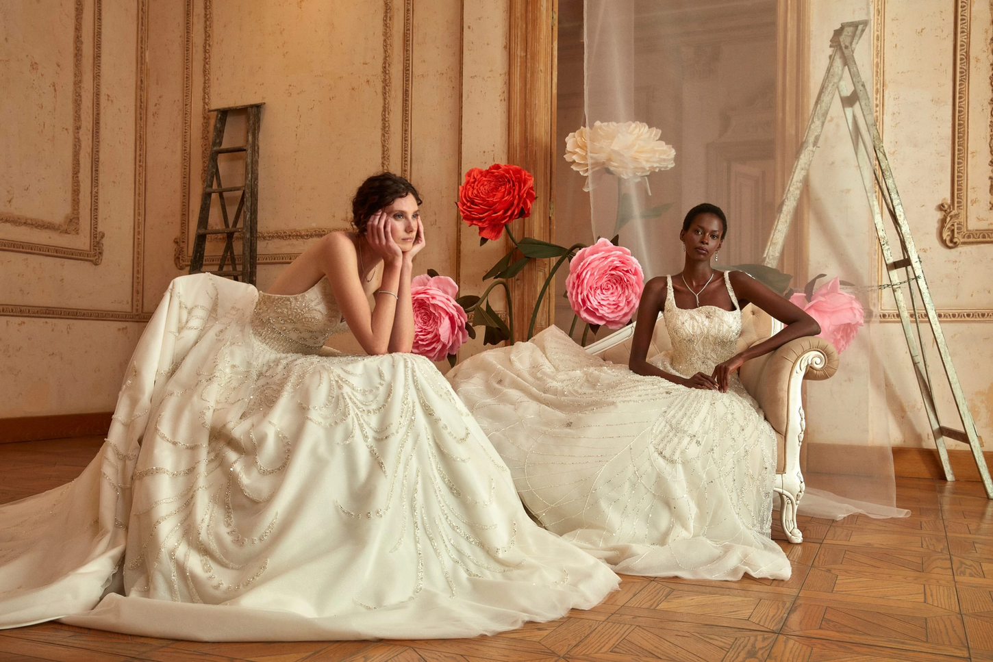 Luxury in Details: Off-White Wedding Dress with Crystals