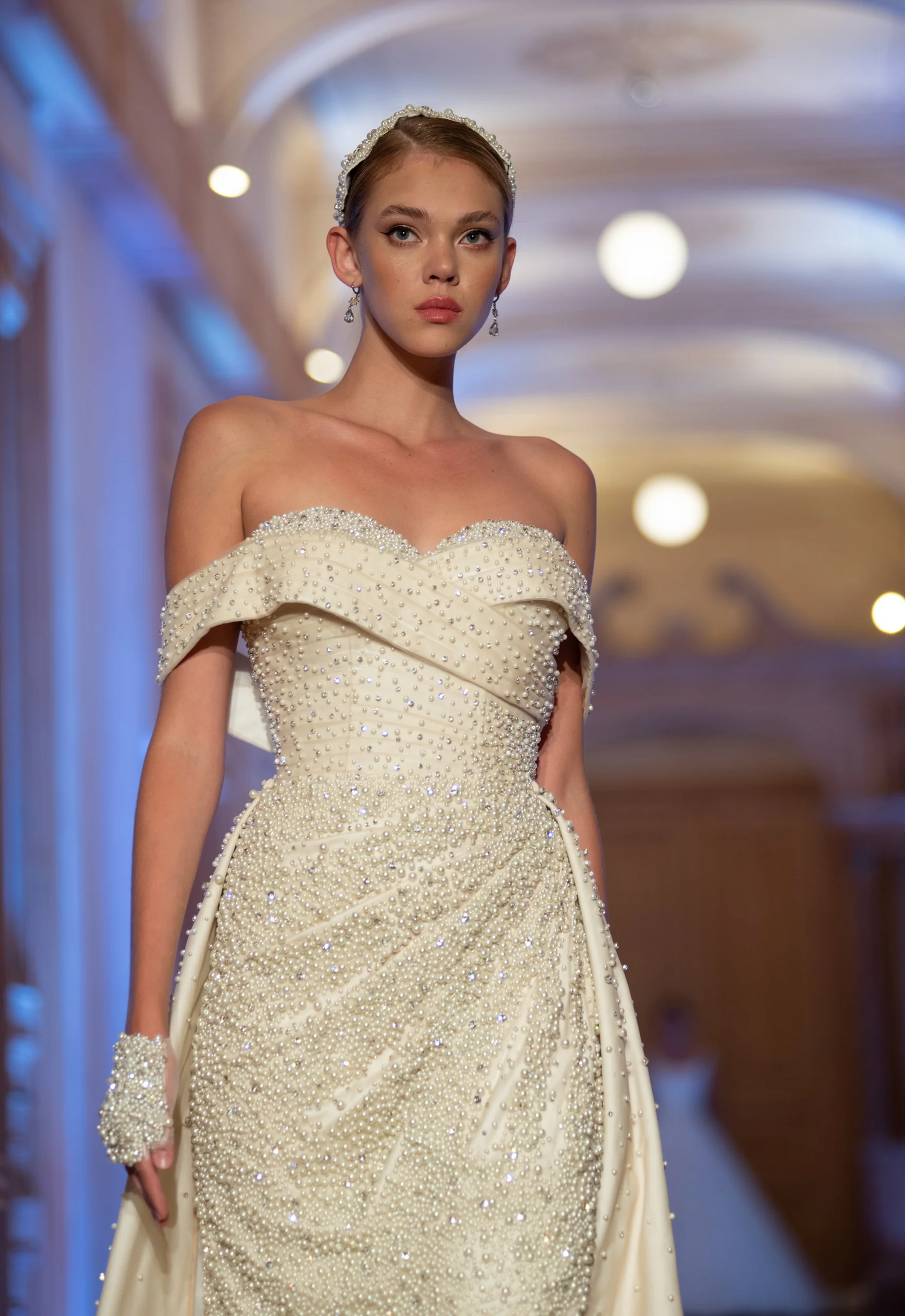 Cream Delight Pearl Mermaid Gown