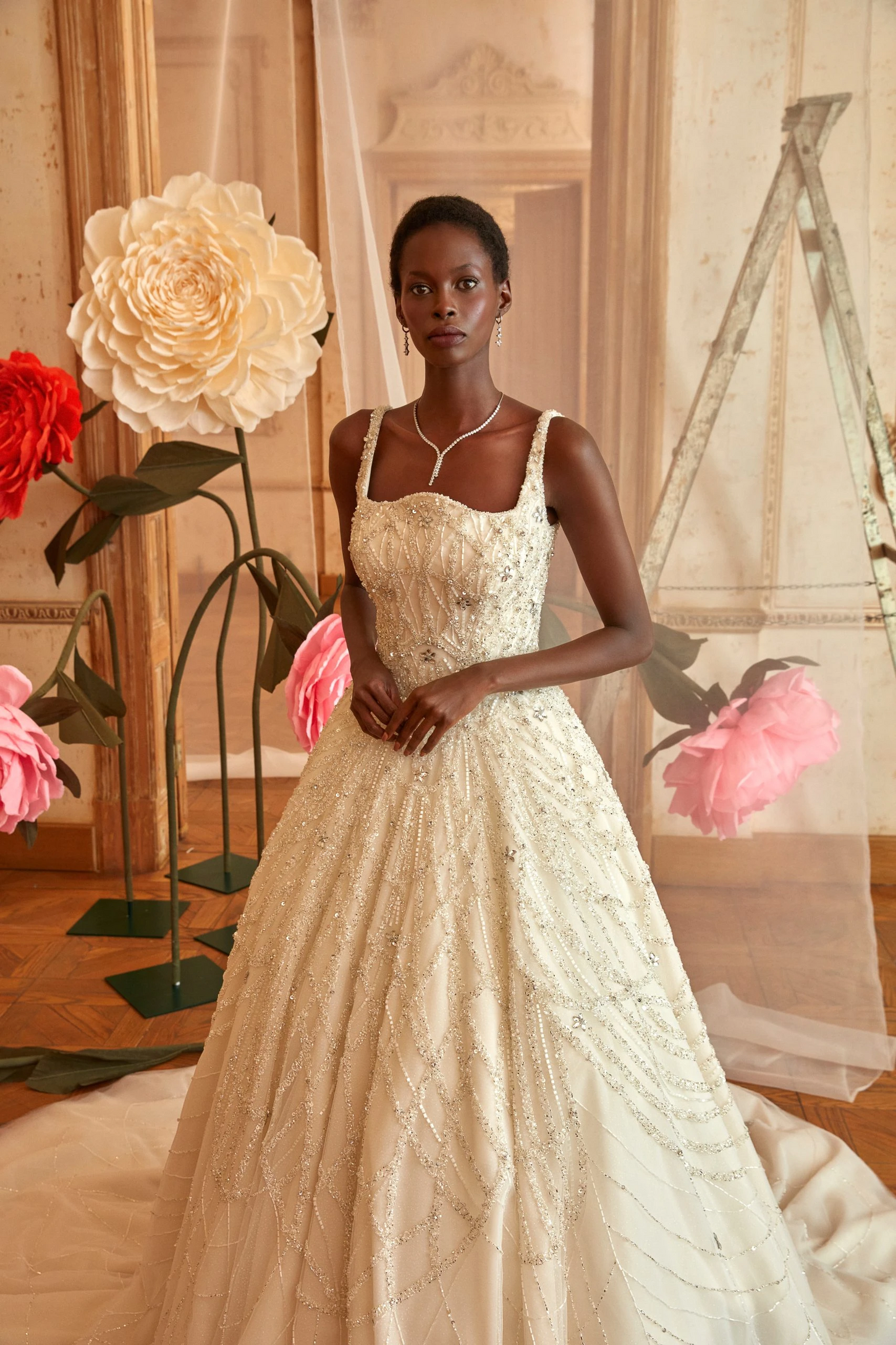 Luxury in Details: Off-White Wedding Dress with Crystals