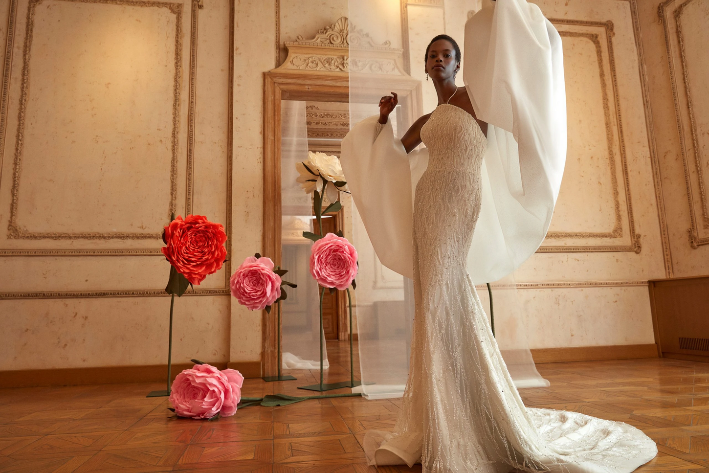 Radiant White Pearl Mermaid Bridal Gown