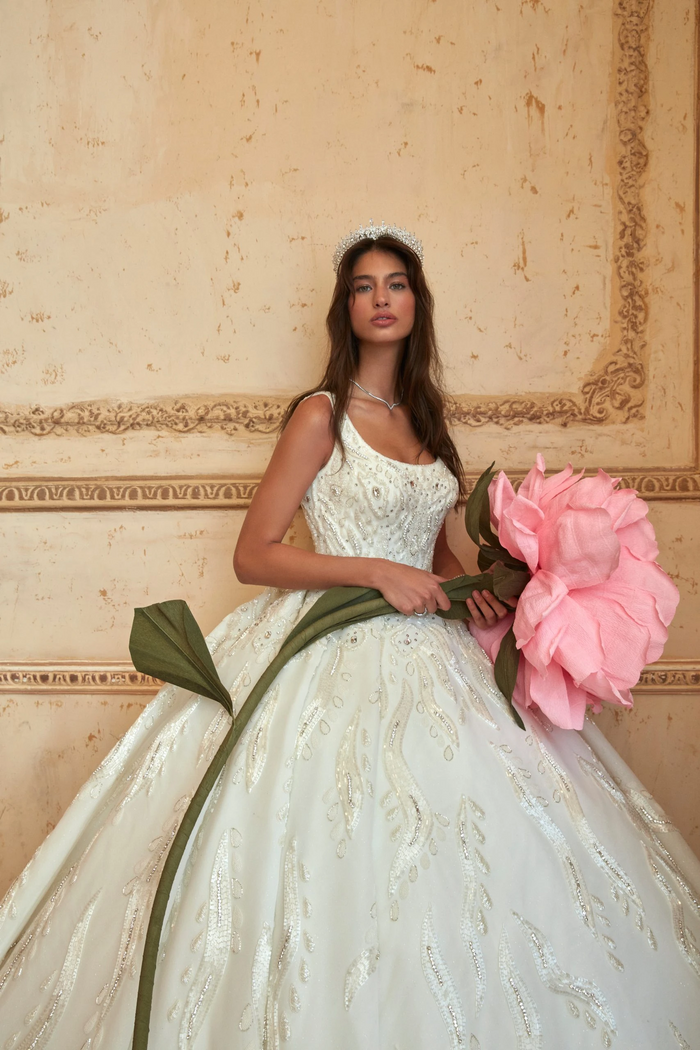Regal Crystal Shimmer Princess Gown