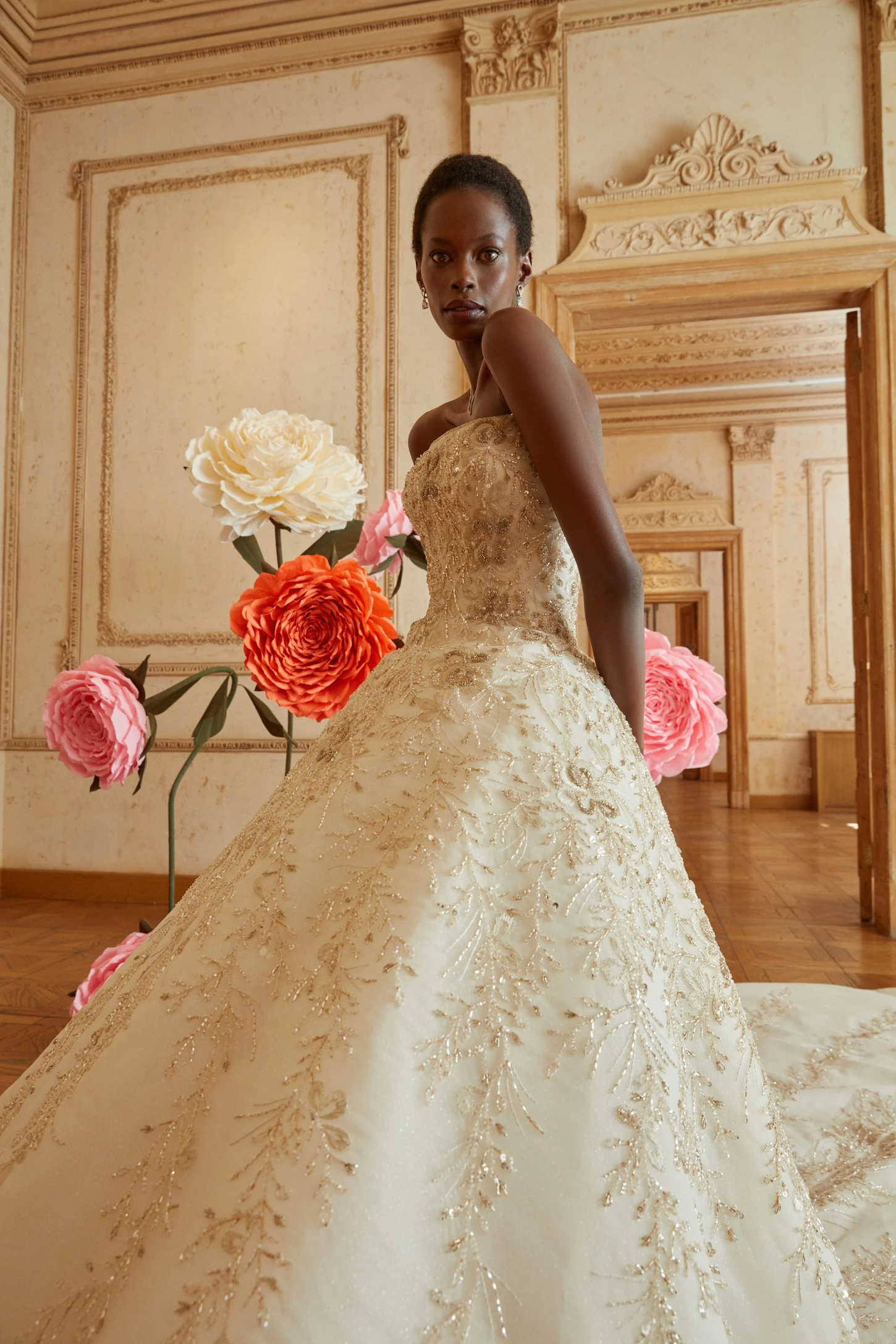 Princess Elegance Golden Crystal Gown