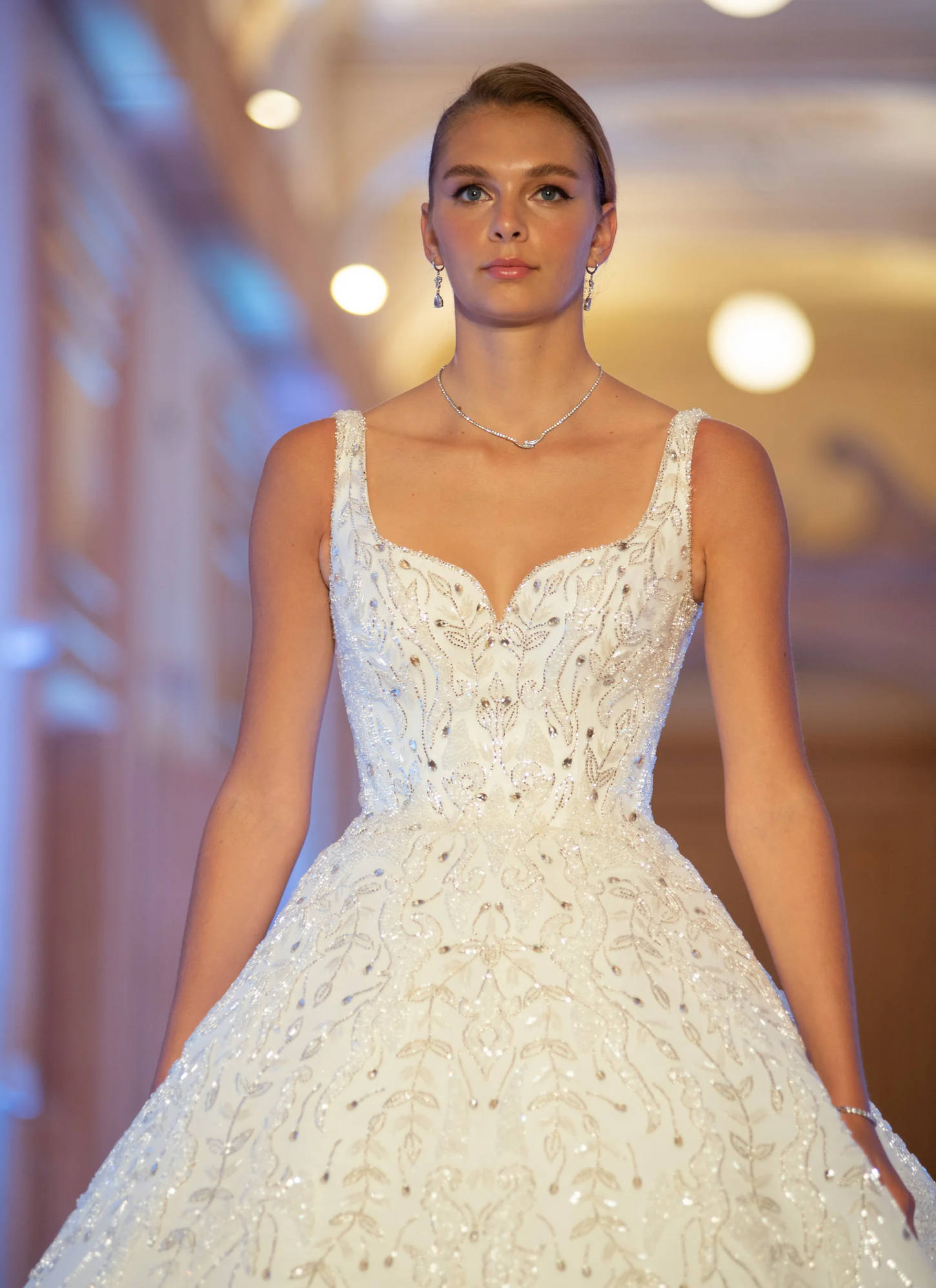 Dreamy Ivory V-Neck Ball Gown