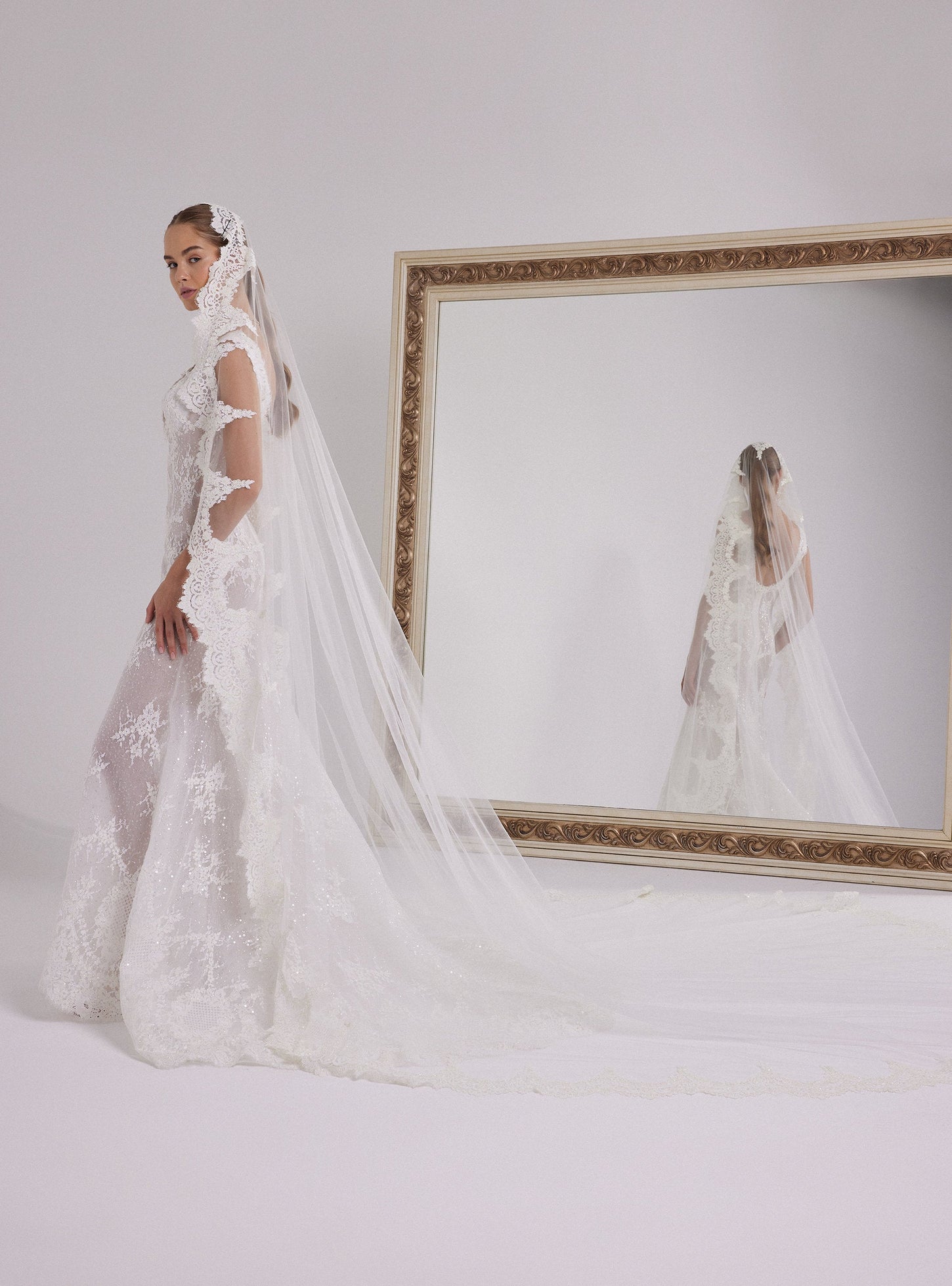 Shimmering Lace V-Neck Mermaid Wedding Dress