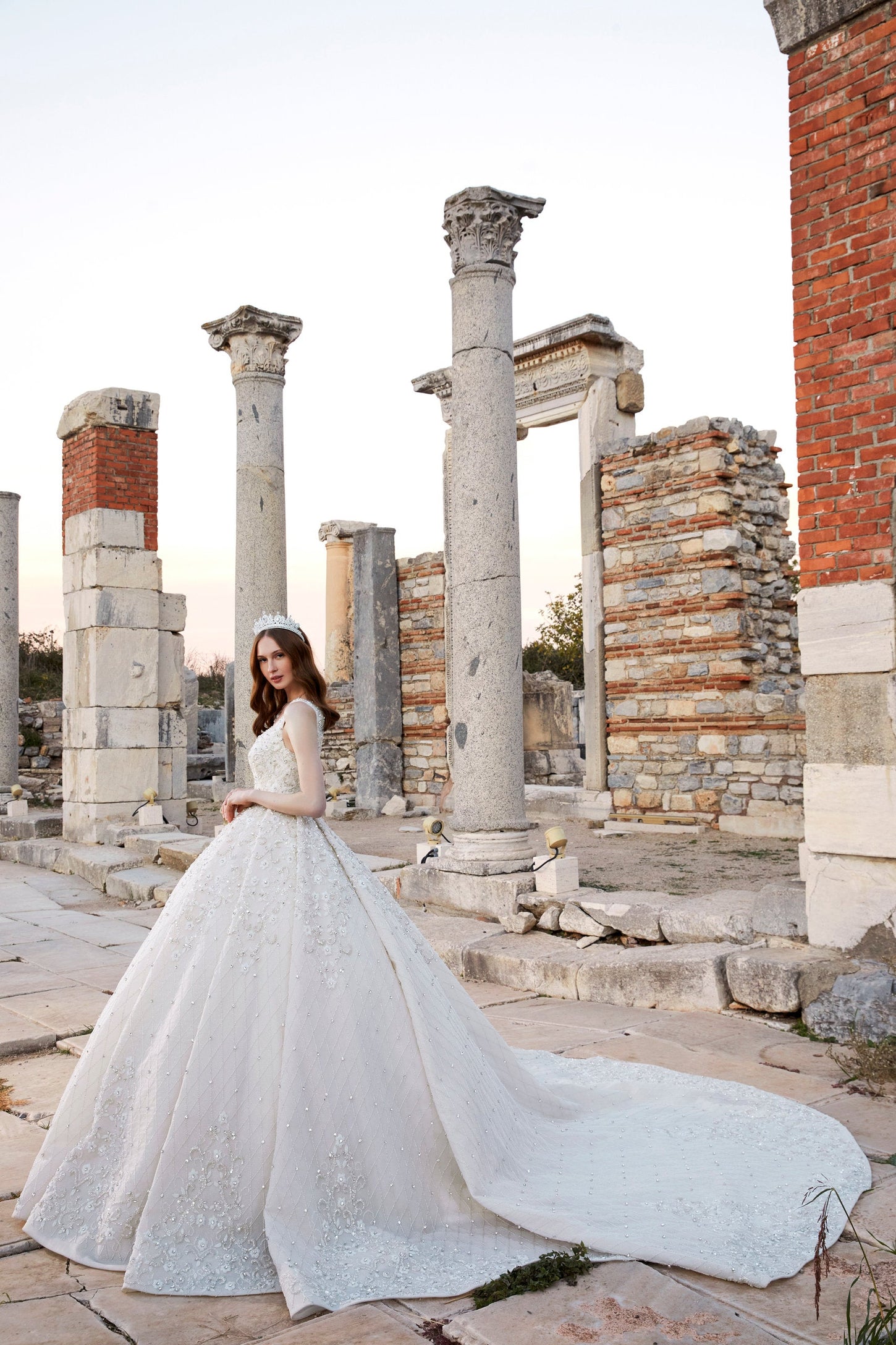 Swarovski Enchantment: Ivory Bridal Ensemble with Embroidered Flourish