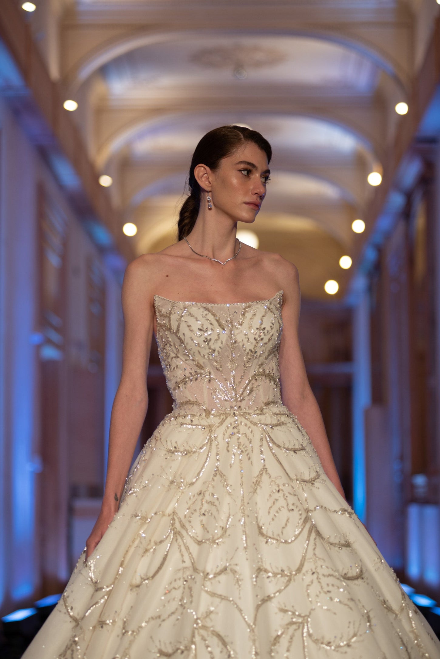 Crystal Opulence Ivory Ball Gown