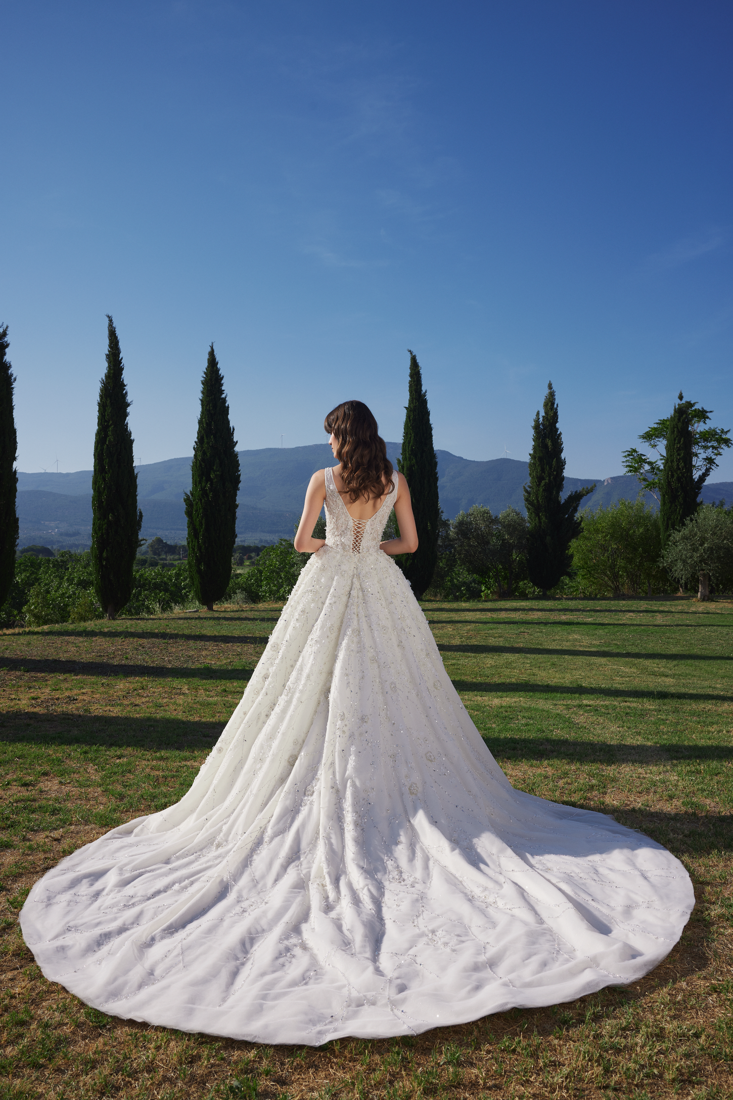 Enchanted Floral Ball Gown with V-Neckline