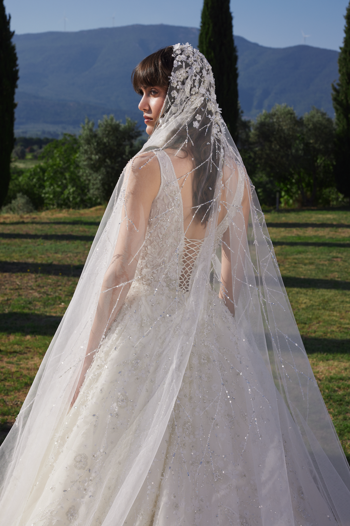Enchanted Floral Ball Gown with V-Neckline