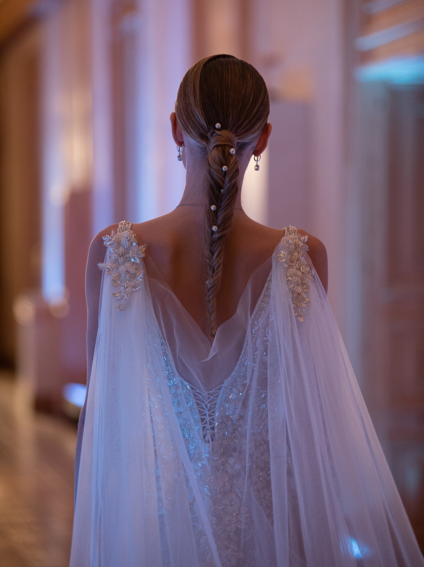 Glittering A-Line Floral Wedding Gown