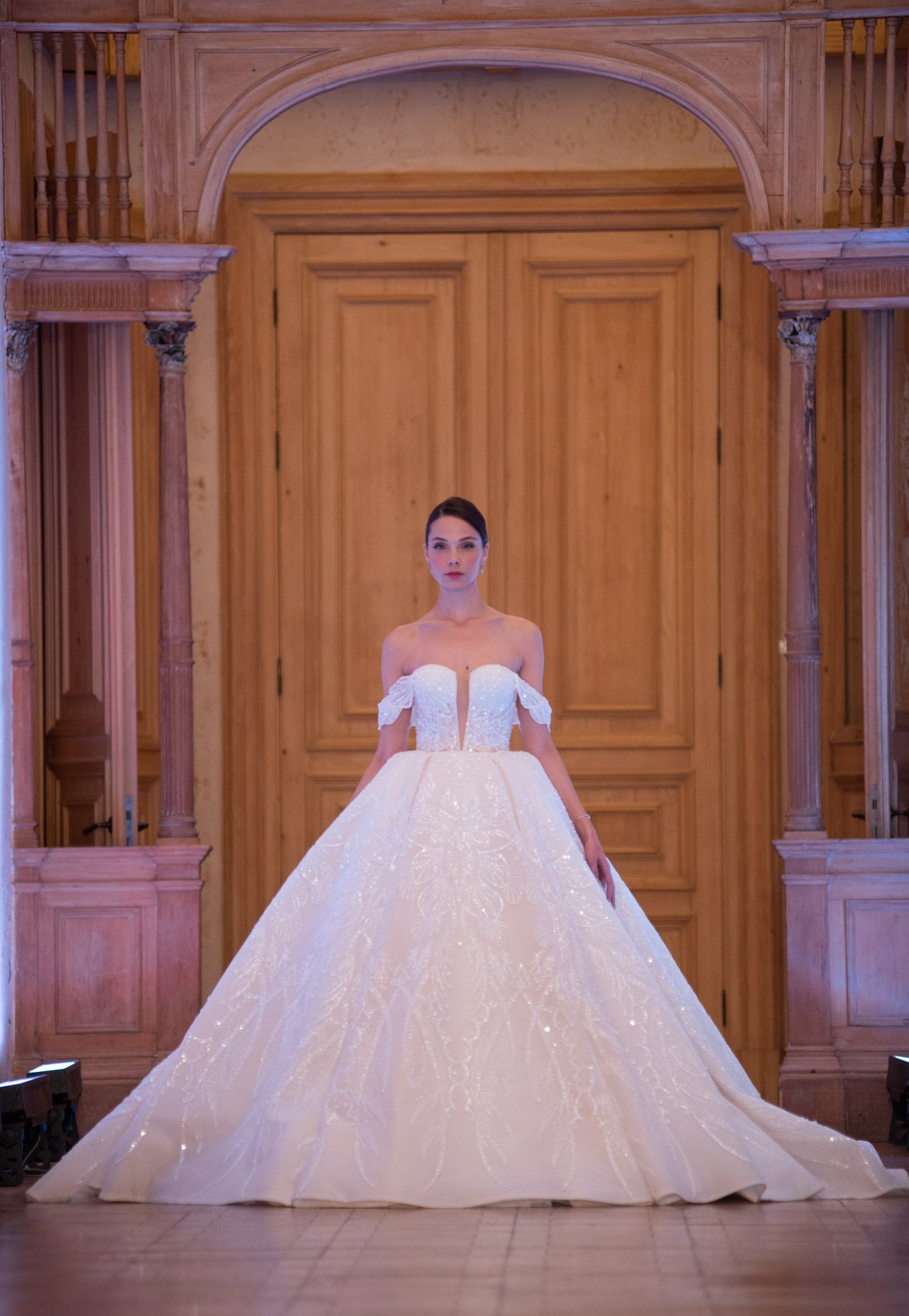 Creamy Elegance Off-Shoulder Princess Gown