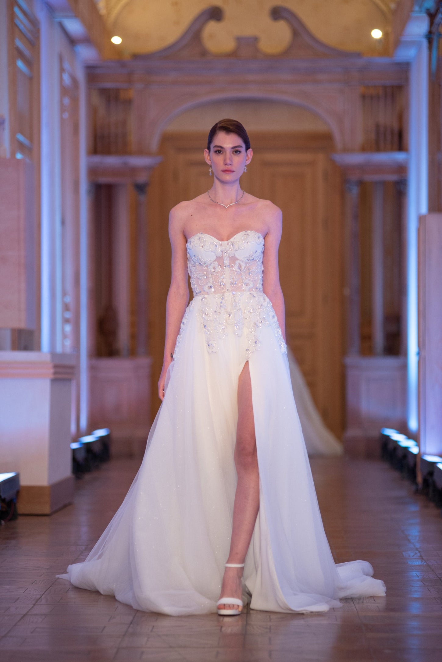 Ivory Elegance Crystal A-Line Gown