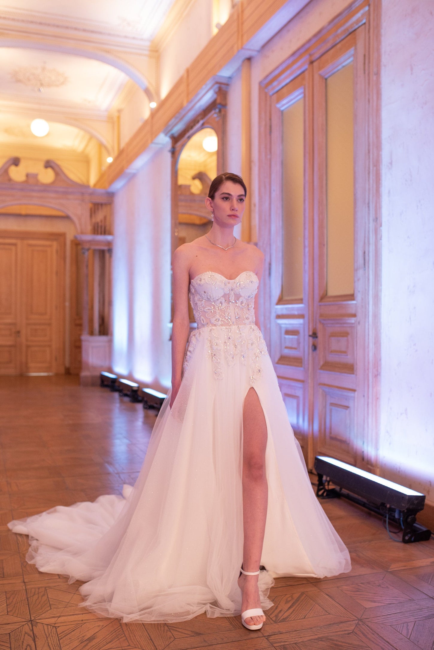 Ivory Elegance Crystal A-Line Gown