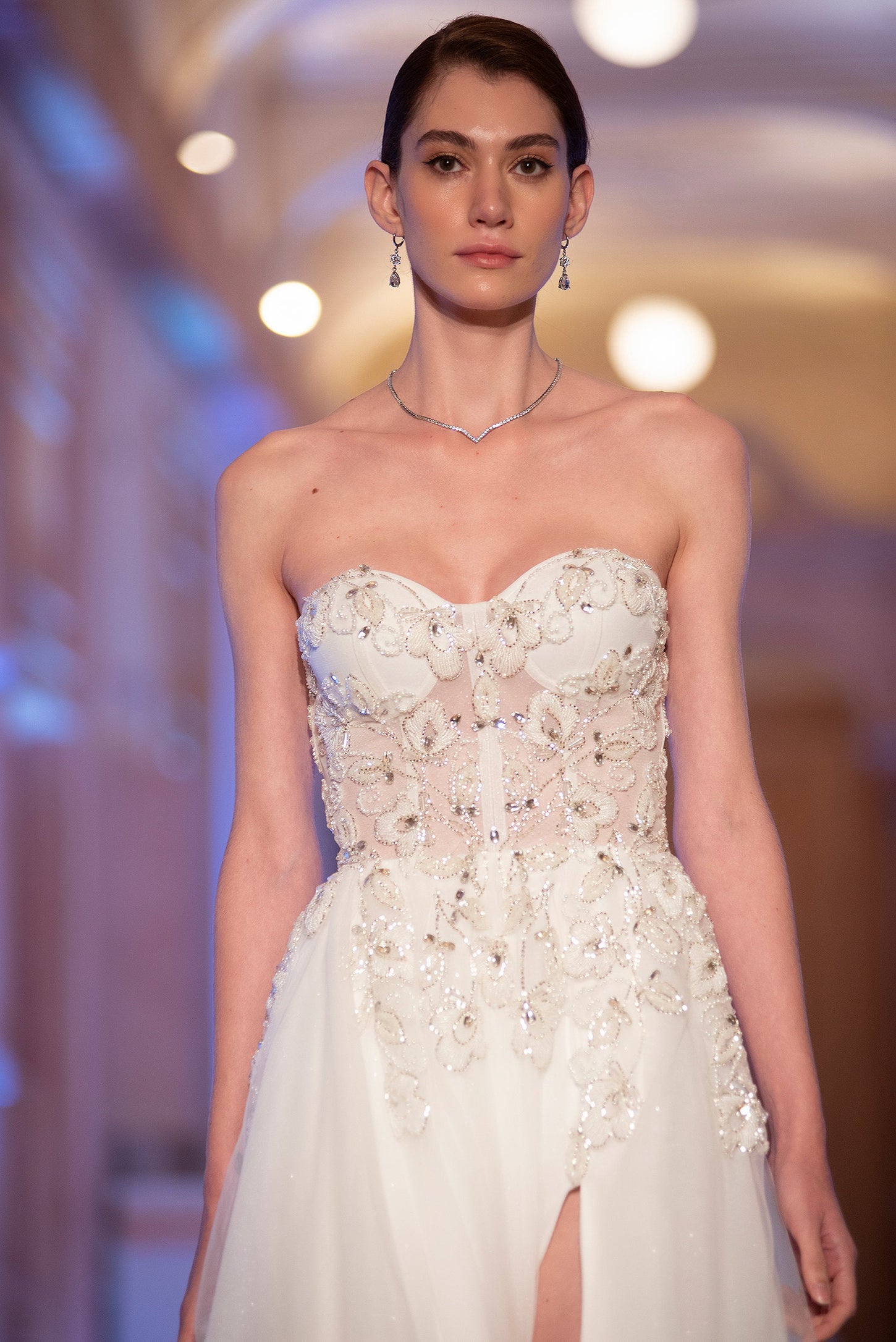 Ivory Elegance Crystal A-Line Gown