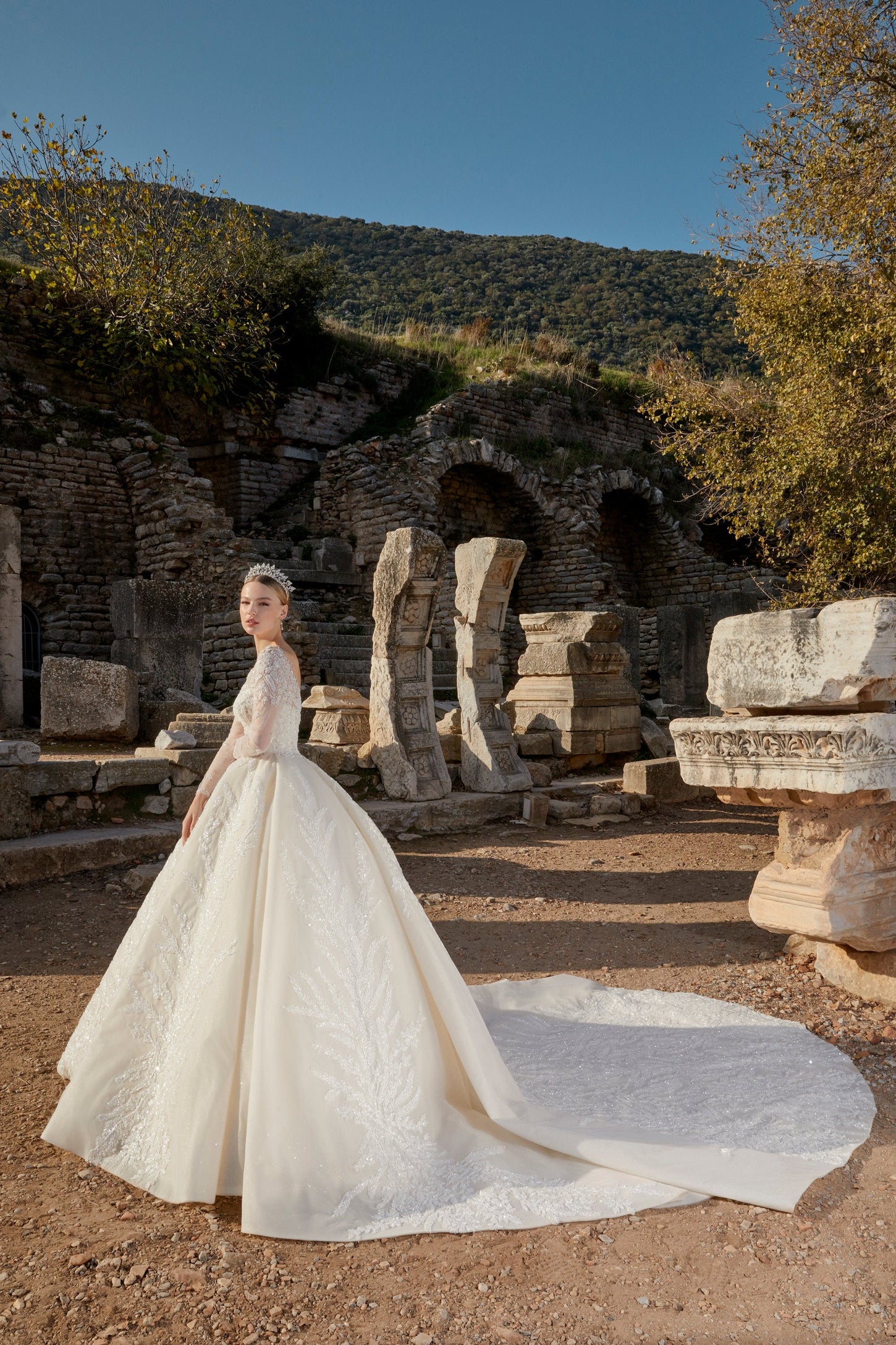 Botanical Elegance: Illusion Neckline Bridal Dress