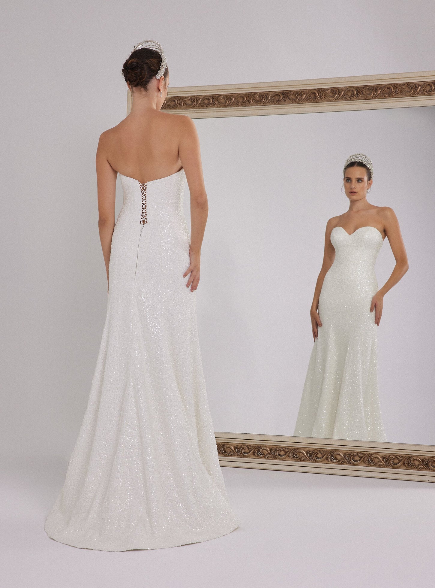 Romantic Heart Neckline, Sparkling Lace Designed Mermaid Wedding Dress